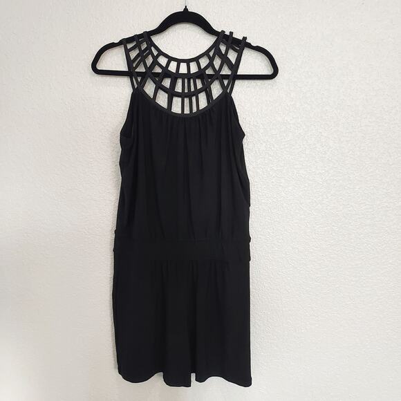 WHBM Black Romper w/Strappy Neck Size 4 - Picture 1 of 10